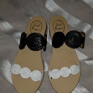 Jack Rogers Black and White Flats - like new